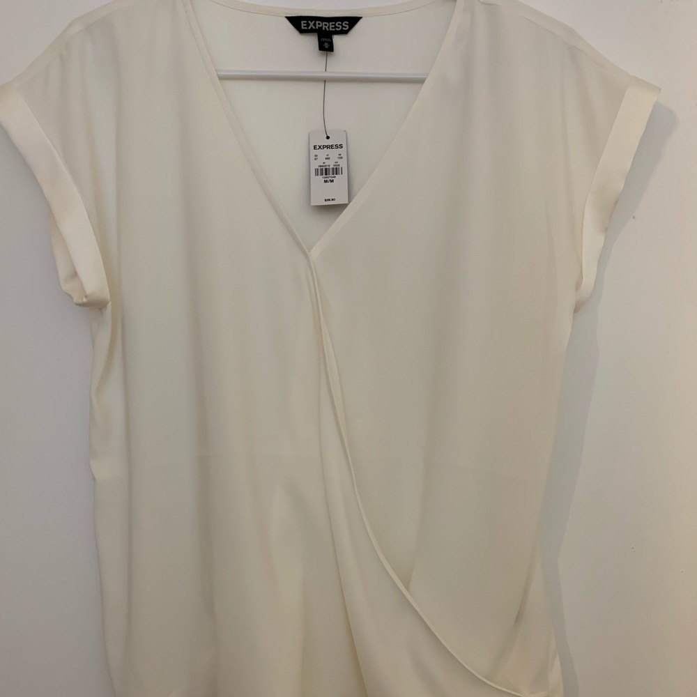 NWT - Express - Women’s Cream surplice blouse - M